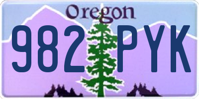 OR license plate 982PYK