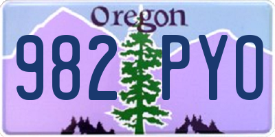 OR license plate 982PYO