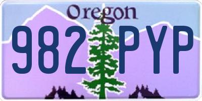 OR license plate 982PYP