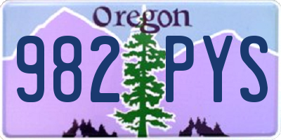 OR license plate 982PYS