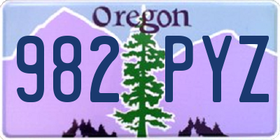 OR license plate 982PYZ
