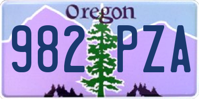 OR license plate 982PZA