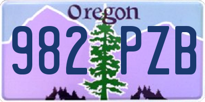OR license plate 982PZB