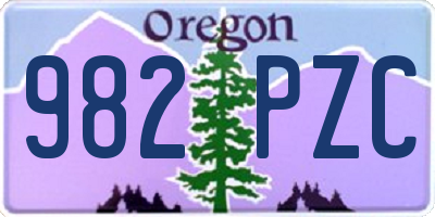 OR license plate 982PZC
