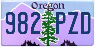 OR license plate 982PZD