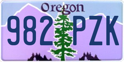 OR license plate 982PZK