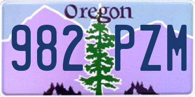 OR license plate 982PZM
