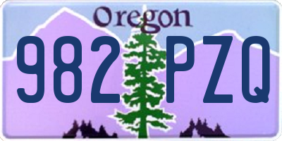 OR license plate 982PZQ