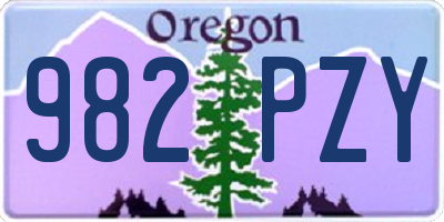 OR license plate 982PZY