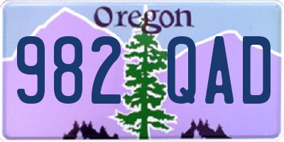 OR license plate 982QAD