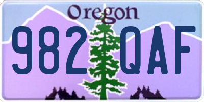OR license plate 982QAF