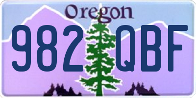 OR license plate 982QBF