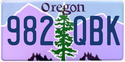 OR license plate 982QBK