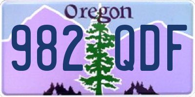 OR license plate 982QDF