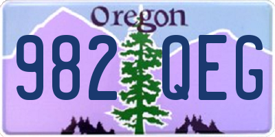 OR license plate 982QEG