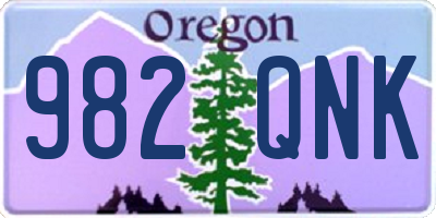 OR license plate 982QNK