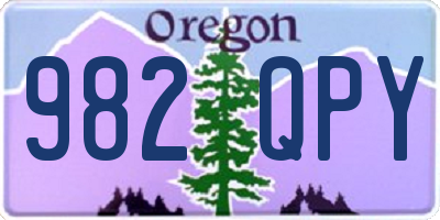 OR license plate 982QPY