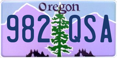 OR license plate 982QSA