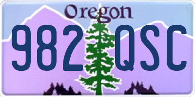 OR license plate 982QSC