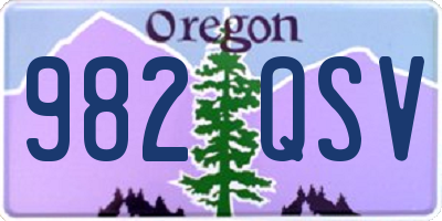 OR license plate 982QSV