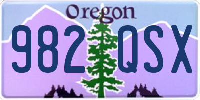 OR license plate 982QSX