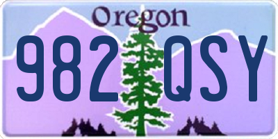 OR license plate 982QSY