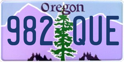 OR license plate 982QUE