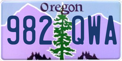 OR license plate 982QWA