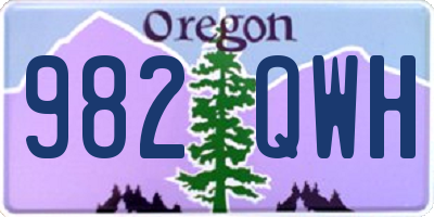 OR license plate 982QWH