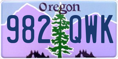 OR license plate 982QWK