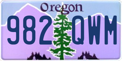 OR license plate 982QWM