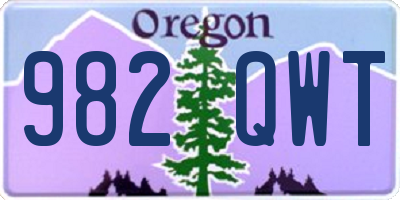 OR license plate 982QWT