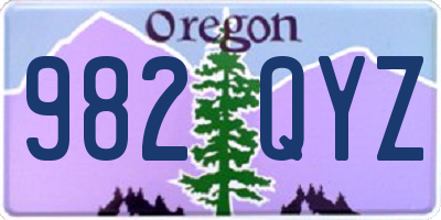 OR license plate 982QYZ