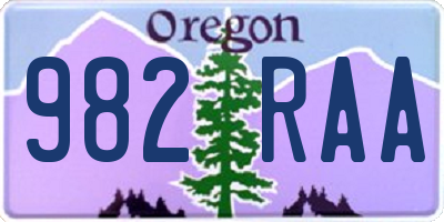 OR license plate 982RAA