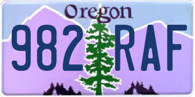 OR license plate 982RAF