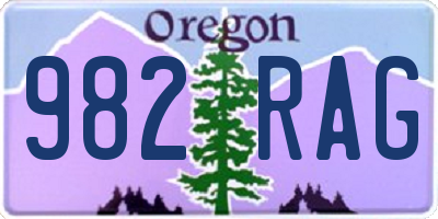 OR license plate 982RAG