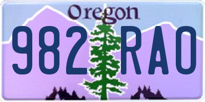 OR license plate 982RAO