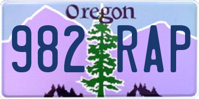 OR license plate 982RAP