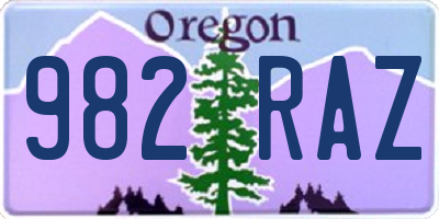 OR license plate 982RAZ