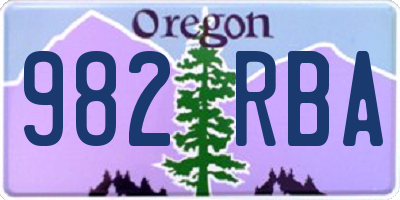 OR license plate 982RBA