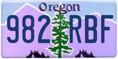 OR license plate 982RBF