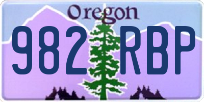 OR license plate 982RBP