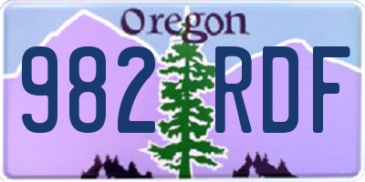 OR license plate 982RDF