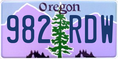 OR license plate 982RDW