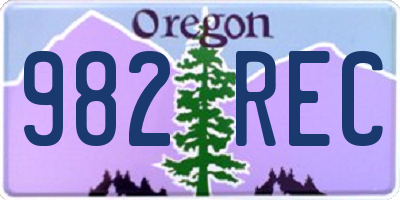 OR license plate 982REC