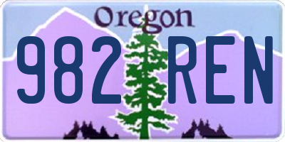 OR license plate 982REN