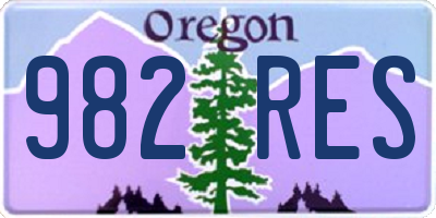 OR license plate 982RES