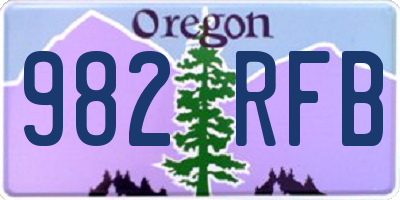 OR license plate 982RFB