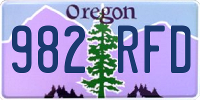 OR license plate 982RFD