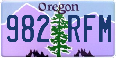 OR license plate 982RFM
